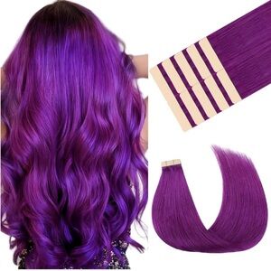 Maxita Purple Remy Human Hair 22 Inch Tape In Hair Extensions